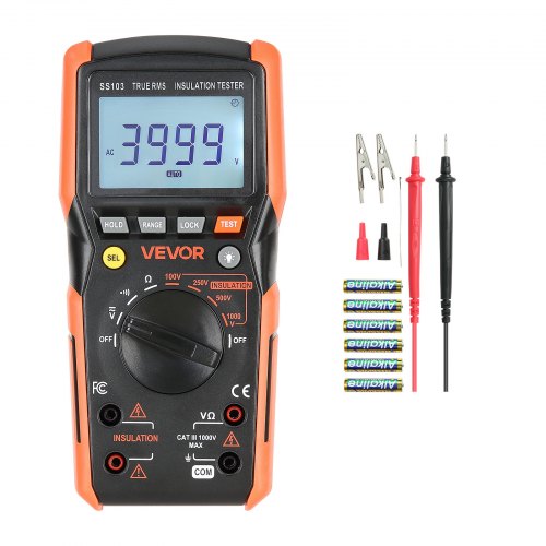 Digital Multimeter, 4000-Count TRMS Voltmeter Ohmmeter, 1000V AC/DC Voltage Tester with Switchable Auto/Manual Range for Voltage, Resistance, and Continuity Measurment