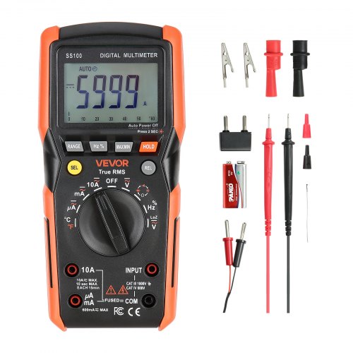 Digital Multimeter, 6000-Count TRMS DC/AC Voltmeter Current Tester, Auto-Ranging Multimeter for Current Voltage Resistance Capacitance Temperature Diodes Continuity Low Impedance Measurment