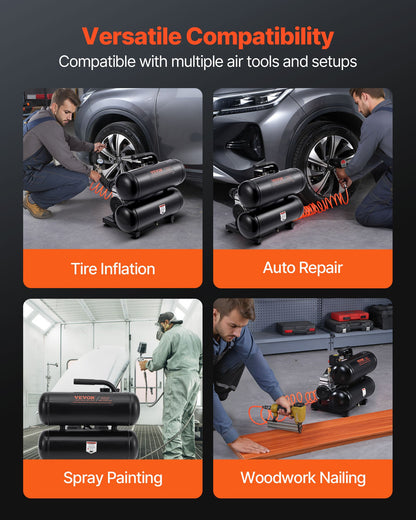 Air Compressor, 4.6 Gallon Steel Tank, 1HP 2.0 CFM@90 PSI Oil Free Air Compressor & Max. 120PSI Pressure, 80dB Ultra Quiet Portable Compressor, for Auto Repair, Tire Inflation, Spray Painting