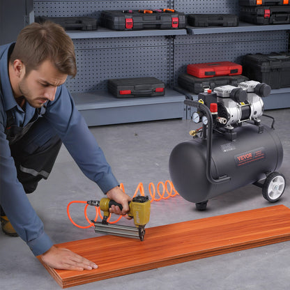 Air Compressor, 8 Gallon Steel Tank, 1HP 2.2 CFM@90 PSI Oil Free Air Compressor & Max. 120PSI Pressure, 80dB Ultra Quiet Portable Compressor, for Auto Repair, Tire Inflation, Spray Painting