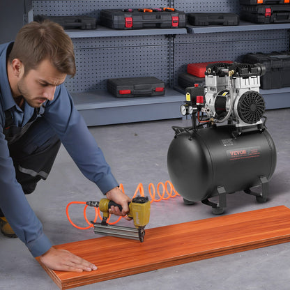 Air Compressor, 10 Gallon Steel Tank, 2HP 5.3 CFM@90 PSI Oil Free Air Compressor & Max. 125PSI Pressure, 78dB Ultra Quiet Portable Compressor, for Auto Repair, Tire Inflation, Spray Painting