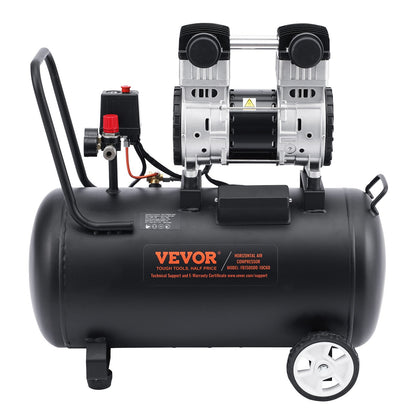 Air Compressor, 15 Gallon Steel Tank, 2HP 5.3 CFM@90 PSI Oil Free Air Compressor & Max. 125PSI Pressure, 78dB Ultra Quiet Portable Compressor, for Auto Repair, Tire Inflation, Spray Painting