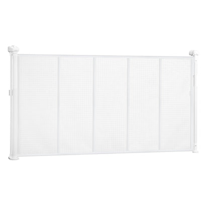 Retractable Baby Gate, 870 mm Tall, Extends up to 1400 mm Wide, Retractable Gate for Kids or Pets, Mesh Material, Easy to Install for Indoor Stairs, Doorways, Hallways, Playrooms, White