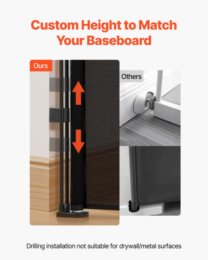 Retractable Baby Gate, Extends to 3050 mm Extra Wide, 980 mm Tall, with Reinforced Fiberglass Strips, Avoids Crawling Through, Mesh Dog Gate for Decks, Doorways, Garages, Indoor, Black