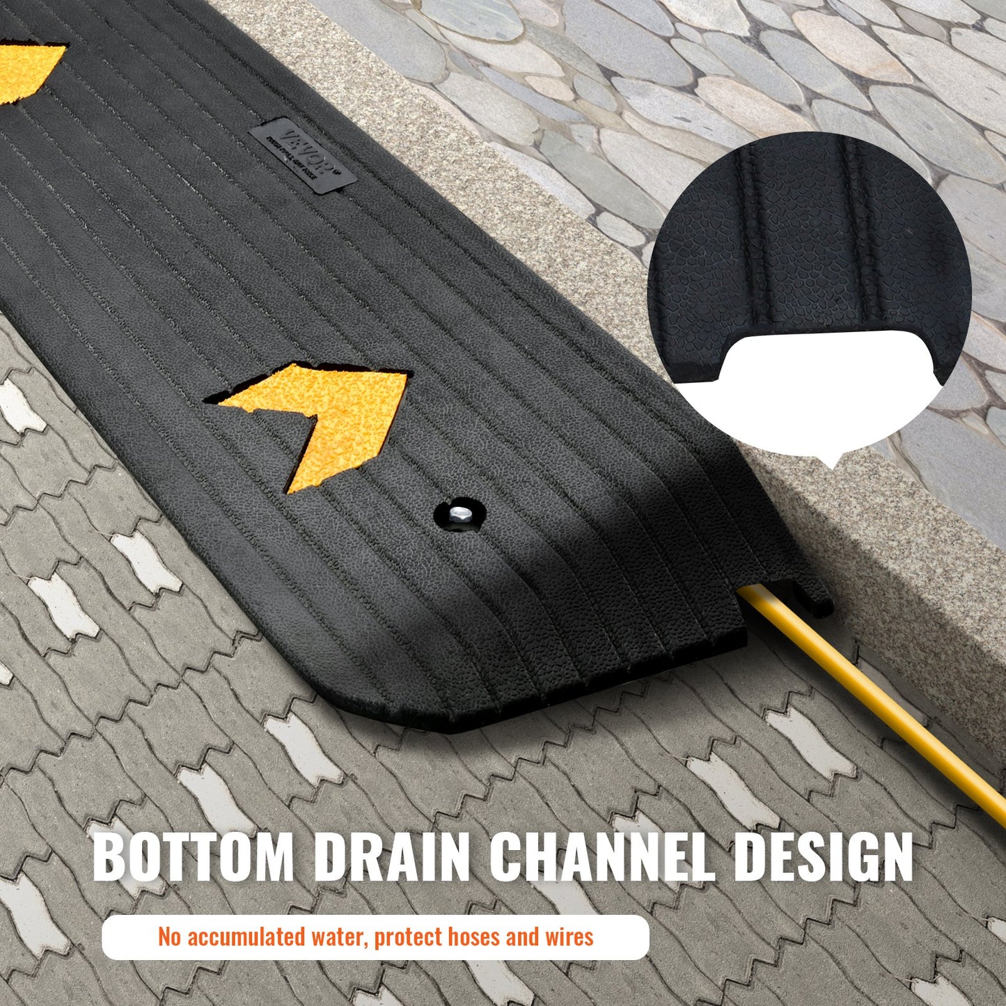 Upgraded Rubber Threshold Ramp, 1" Rise Wheelchair Ramp Doorway, Natural Curb Ramp Rated 33069 lbs Load Capacity, Non-Slip Textured Surface Rubber Curb Ramp for Wheelchair and Scooter