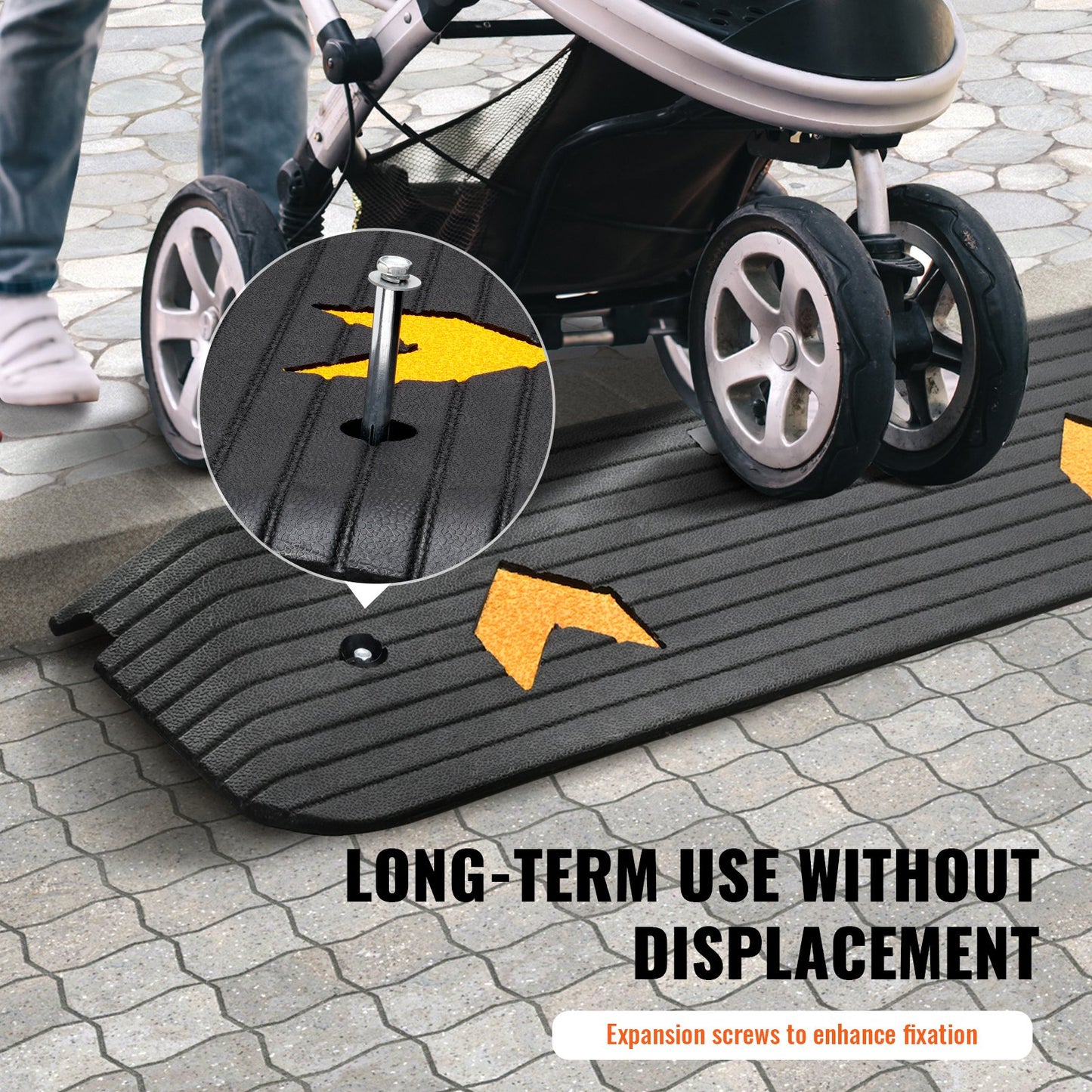 Upgraded Rubber Threshold Ramp, 1" Rise Wheelchair Ramp Doorway, Natural Curb Ramp Rated 33069 lbs Load Capacity, Non-Slip Textured Surface Rubber Curb Ramp for Wheelchair and Scooter