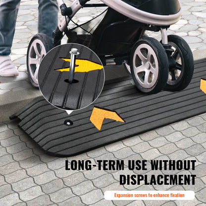 Upgraded Rubber Threshold Ramp, 1" Rise Wheelchair Ramp Doorway, Natural Curb Ramp Rated 33069 lbs Load Capacity, Non-Slip Textured Surface Rubber Curb Ramp for Wheelchair and Scooter