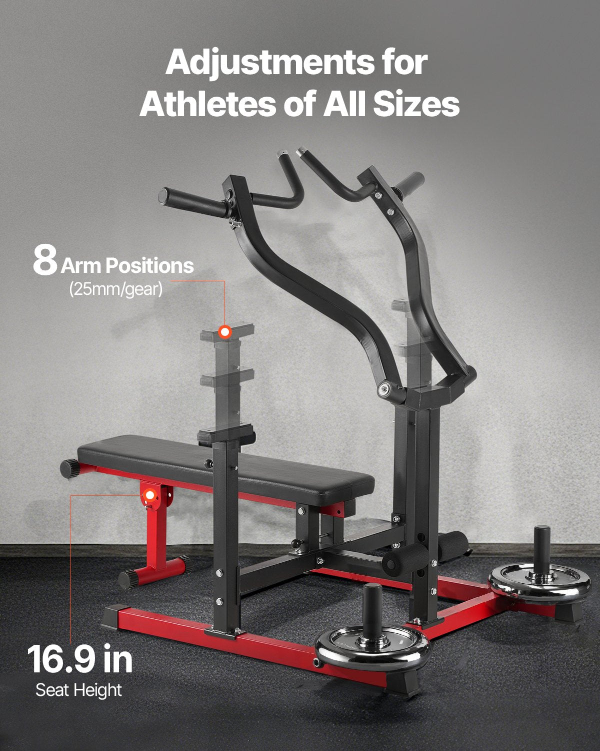 Brustpresse, 450-Pfund-Bankdrückset, verstellbare Flach- und Schrägbank mit unabhängigen, konvergierenden Armen, Trainingsgerät für die obere Brustmuskulatur, Fitnessgerät für das Heim-Fitnessstudio für Brust, Bauchmuskeltraining und Schultertraining