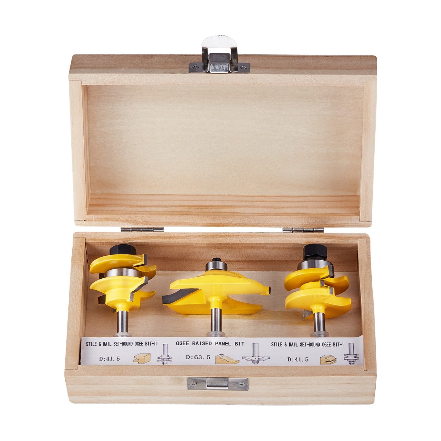 Router Bits Set, 3 Pieces, Carbide Router Bit Kit with 6.35 mm(1/4 Inch) Shank, Wood Carrying Case, Woodworking Tools for Professional and Beginners Carpenter, for Wood MDF Particle Board Plywood