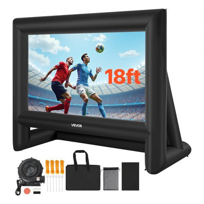 18 ft Inflatable Movie Screen, 600D Washable Inflatable Projector Screen with Portable Storage Bag, 16:9 Easy Set Up Movie Projection for Outdoor Backyard, Home Theater, Theme Party, Pool Fun