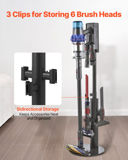 Vacuum Stand, Compatible With Dyson V7 V8 V10 V11 V12 V15 SV10 SV12 SV14 SV18 SV21 Upright Vacuum Cleaners & Accessories, Stable Vacuum Stand Holder with 3 Clips and Adjustable Height