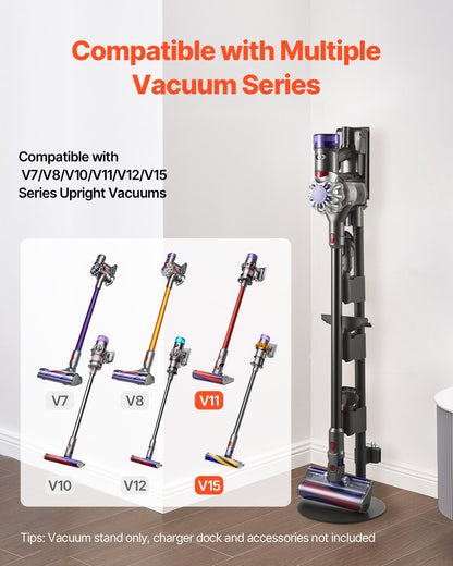 Vacuum Stand, Compatible With V7 V8 V10 V11 V12 V15 Series Upright Vacuum Cleaners & Accessories, Stable Vacuum Stand Holder with 4 Anti-slip Pads and 3 Clips for Storing 6 Brush Heads