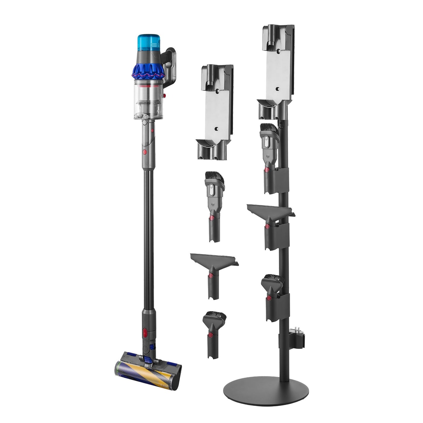 Vacuum Stand, Compatible With V7 V8 V10 V11 V12 V15 Series Upright Vacuum Cleaners & Accessories, Stable Vacuum Stand Holder with 4 Anti-slip Pads and 3 Clips for Storing 6 Brush Heads