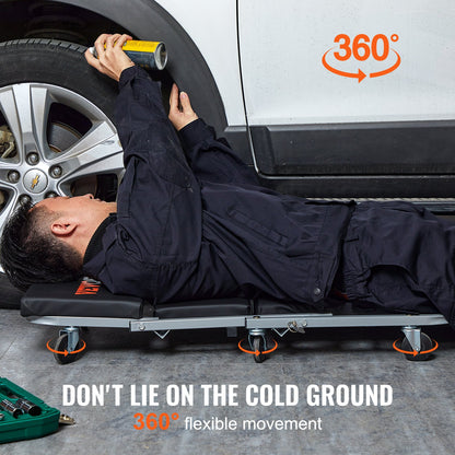 Z-Creeper Seat, 2 in 1 Rolling Folding Car Creeper/Stool, 300 lbs Capacity Mechanic Creeper, Low Profile Creeper with 6 pcs Wheels for Garage, Shop, Auto Repair, Lay Down or Sit, Black