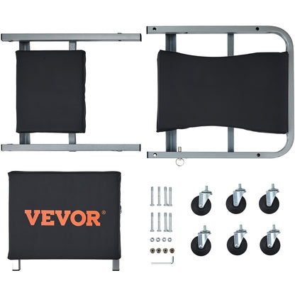 Z-Creeper Seat, 2 in 1 Rolling Folding Car Creeper/Stool, 300 lbs Capacity Mechanic Creeper, Low Profile Creeper with 6 pcs Wheels for Garage, Shop, Auto Repair, Lay Down or Sit, Black