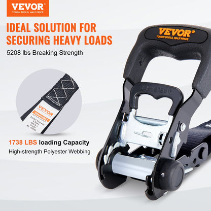 Ratchet Tie Down Straps (4PK), 5208 lb Max Break Strength, Includes 4 Premium 1.6" x 8' Rachet Tie Downs with Padded Handles, for Moving Securing Cargo, Appliances, Lawn Equipment, Motorcycle