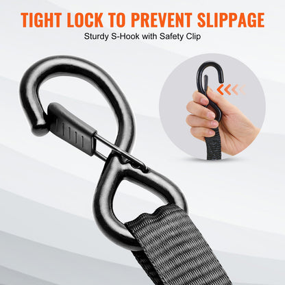 Ratchet Tie Down Straps (4PK), 2200 lb Max Break Strength, Includes 4 Premium 1" x 15' Rachet Tie Downs with Padded Handles, for Moving Securing Cargo, Appliances, Lawn Equipment, Motorcycle