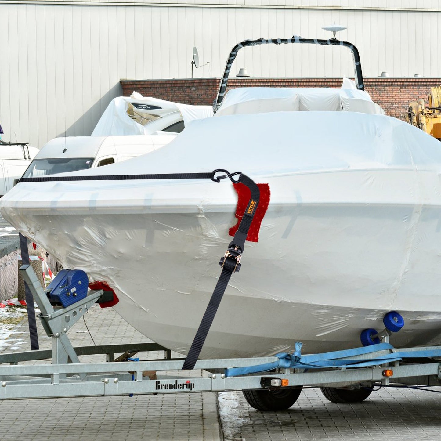 Ratchet Tie Down Straps (4PK), 2200 lb Max Break Strength, Includes 4 Premium 1" x 15' Rachet Tie Downs with Padded Handles, for Moving Securing Cargo, Appliances, Lawn Equipment, Motorcycle