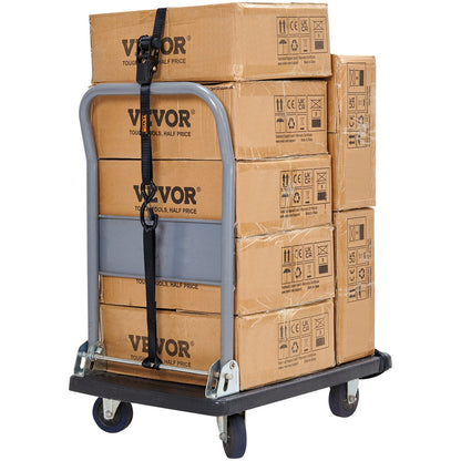 Ratchet Tie Down Straps (4PK), 2200 lb Max Break Strength, Includes 4 Premium 1" x 15' Rachet Tie Downs with Padded Handles, for Moving Securing Cargo, Appliances, Lawn Equipment, Motorcycle