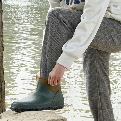 Women's Deck Boots, Waterproof Fishing Rain Boots, Anti-Slip Ankle Rubber Boots, Gardening Insulated Mud Boots, Neoprene Rubber, Lightweight & Durable, for Manufacturing, Farming, Size 8 US