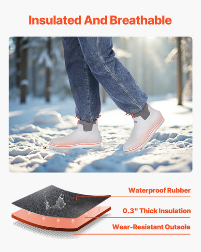 Men's Deck Boots, Waterproof Fishing Rain Boots, Anti-Slip Ankle Rubber Outdoor Work Shoes, Gardening Insulated Mud Boots Footwear, Lightweight & Durable, for Manufacturing, Farming, Size 11 US