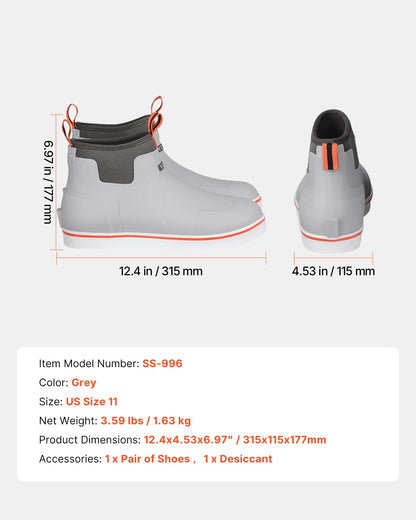 Men's Deck Boots, Waterproof Fishing Rain Boots, Anti-Slip Ankle Rubber Outdoor Work Shoes, Gardening Insulated Mud Boots Footwear, Lightweight & Durable, for Manufacturing, Farming, Size 11 US