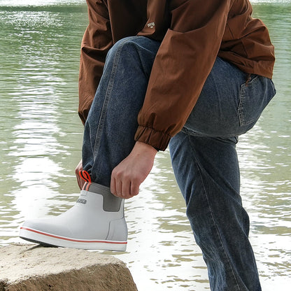 Men's Deck Boots, Waterproof Fishing Rain Boots, Anti-Slip Ankle Rubber Outdoor Work Shoes, Gardening Insulated Mud Boots Footwear, Lightweight & Durable, for Manufacturing, Farming, Size 11 US