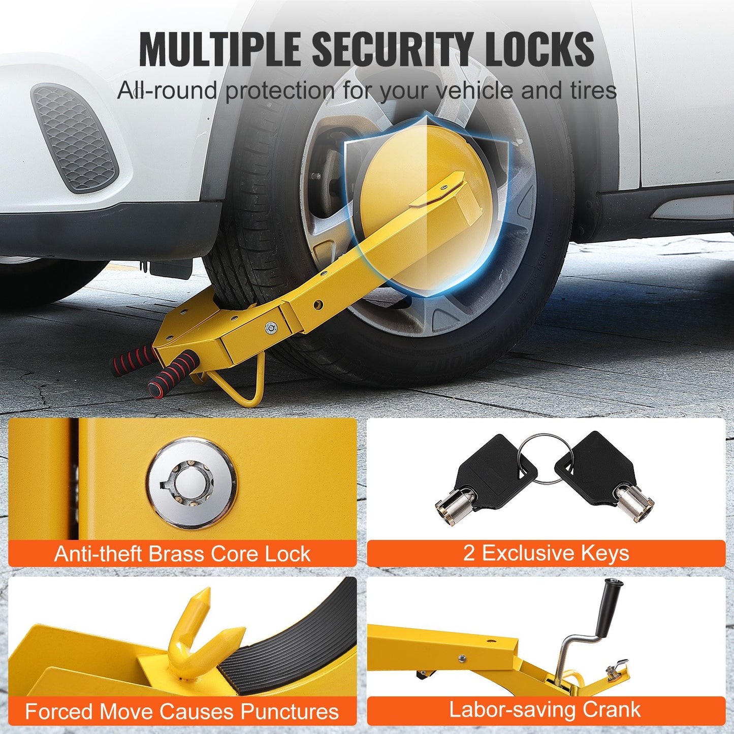 Wheel Lock Clamp, 1 Pack Trailer Wheel Lock, Heavy-Duty Anti Theft Tire Lock, Adjustable Tire Boot Lock Tire Claw, Trailer Wheel Locks for RV Trailers, Cars, Trucks, SUVs
