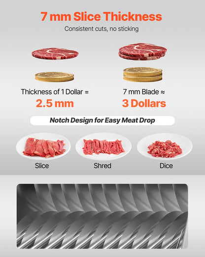 Meat Cutter Machine Blade, 7 mm Blade for Commercial Meat Cutter, One Set Blade for SJY-DQ90 Meat Cutting Machine, Stainless Steel, Cutter Slicer Blade Set for Boneless Meat, Soft Vegetables