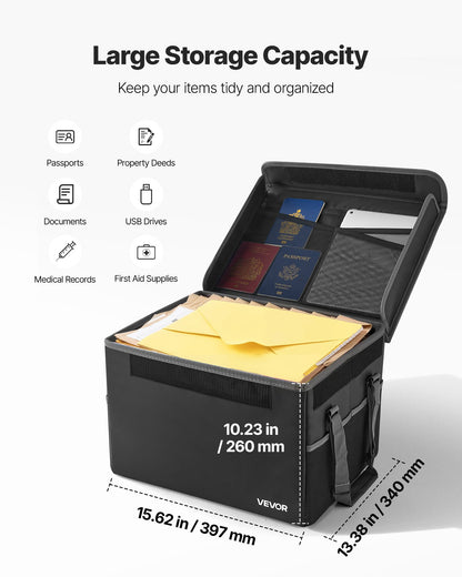 Fireproof Document Box, 1000 ℃ Heat Insulated Fireproof & Waterproof Box, Space-Saving and Foldable Design, Portable Home Office Travel File Organizer, for Passports, Important Documents, Files