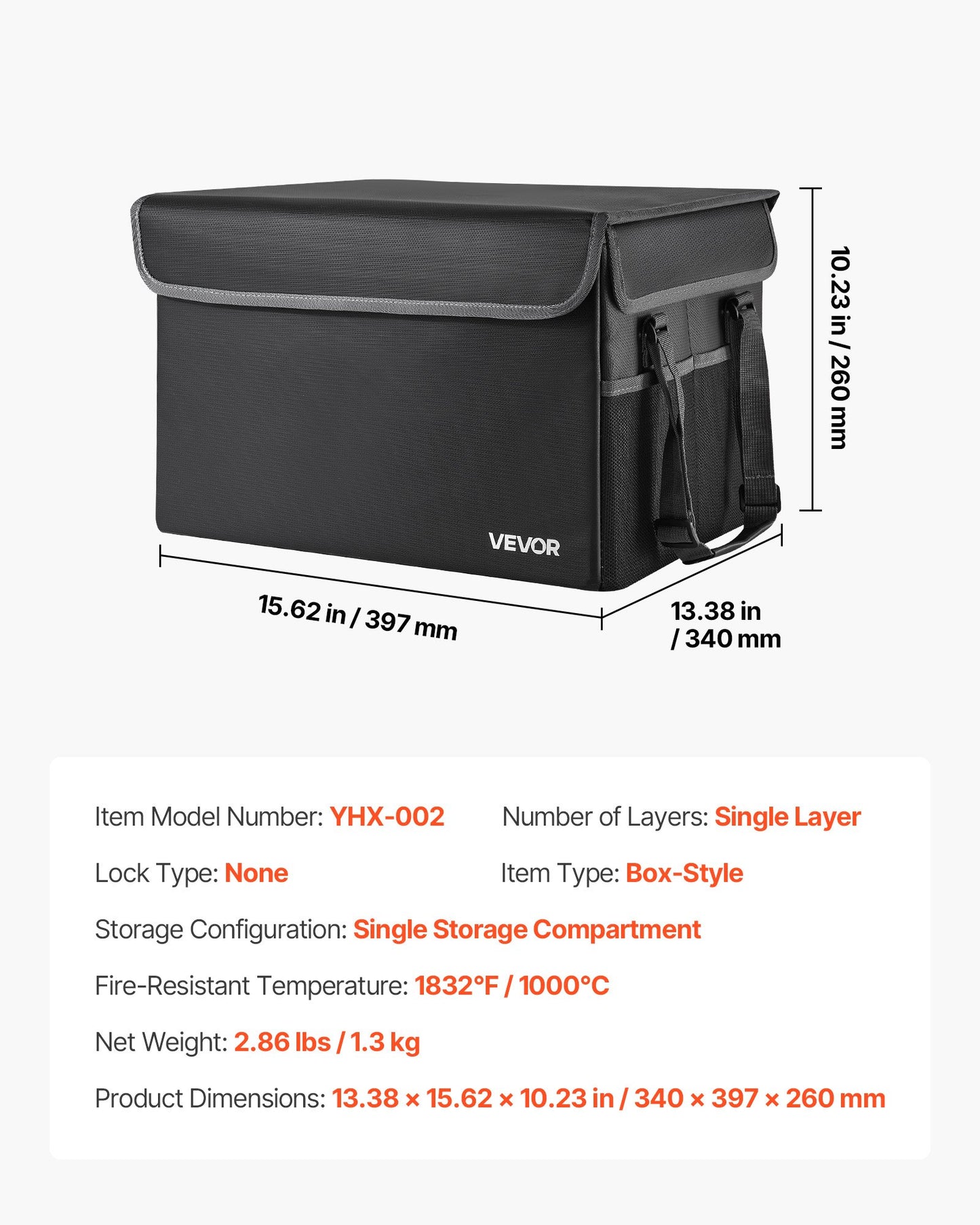 Fireproof Document Box, 1000 ℃ Heat Insulated Fireproof & Waterproof Box, Space-Saving and Foldable Design, Portable Home Office Travel File Organizer, for Passports, Important Documents, Files