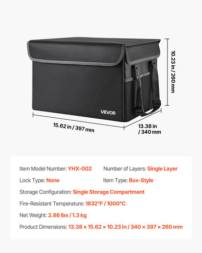 Fireproof Document Box, 1000 ℃ Heat Insulated Fireproof & Waterproof Box, Space-Saving and Foldable Design, Portable Home Office Travel File Organizer, for Passports, Important Documents, Files