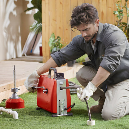 Drain Cleaner Machine 20m x 16mm 250W Sewer Snake Auger Manual Feed