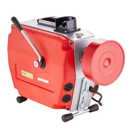 120FT x 7/8 Inch Drain Cleaner Machine, 420W Electric Sewer Snake Auger Manual Feed - with 6 Cutters, 2 Steel Cables (120' x 7/8" and 18' x 3/8") & CW/CCW Control for 1.9" to 6" Pipes