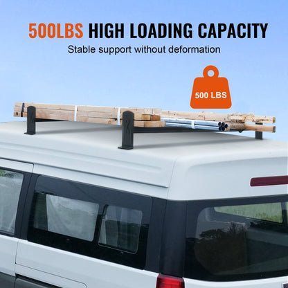 Van Roof Ladder Rack, 2 Bars Alloy Steel Roof Racks, 227 KG Capacity Roof Rack, Adjustable Length 910-1330 mm, Van Ladder Rack Compatible with Chevrolet Express, GMC Savana, etc, Drilling Mount