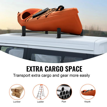 Van Roof Ladder Rack, 2 Bars Alloy Steel Roof Racks, 227 KG Capacity Roof Rack, Adjustable Length 910-1330 mm, Van Ladder Rack Compatible with Chevrolet Express, GMC Savana, etc, Drilling Mount