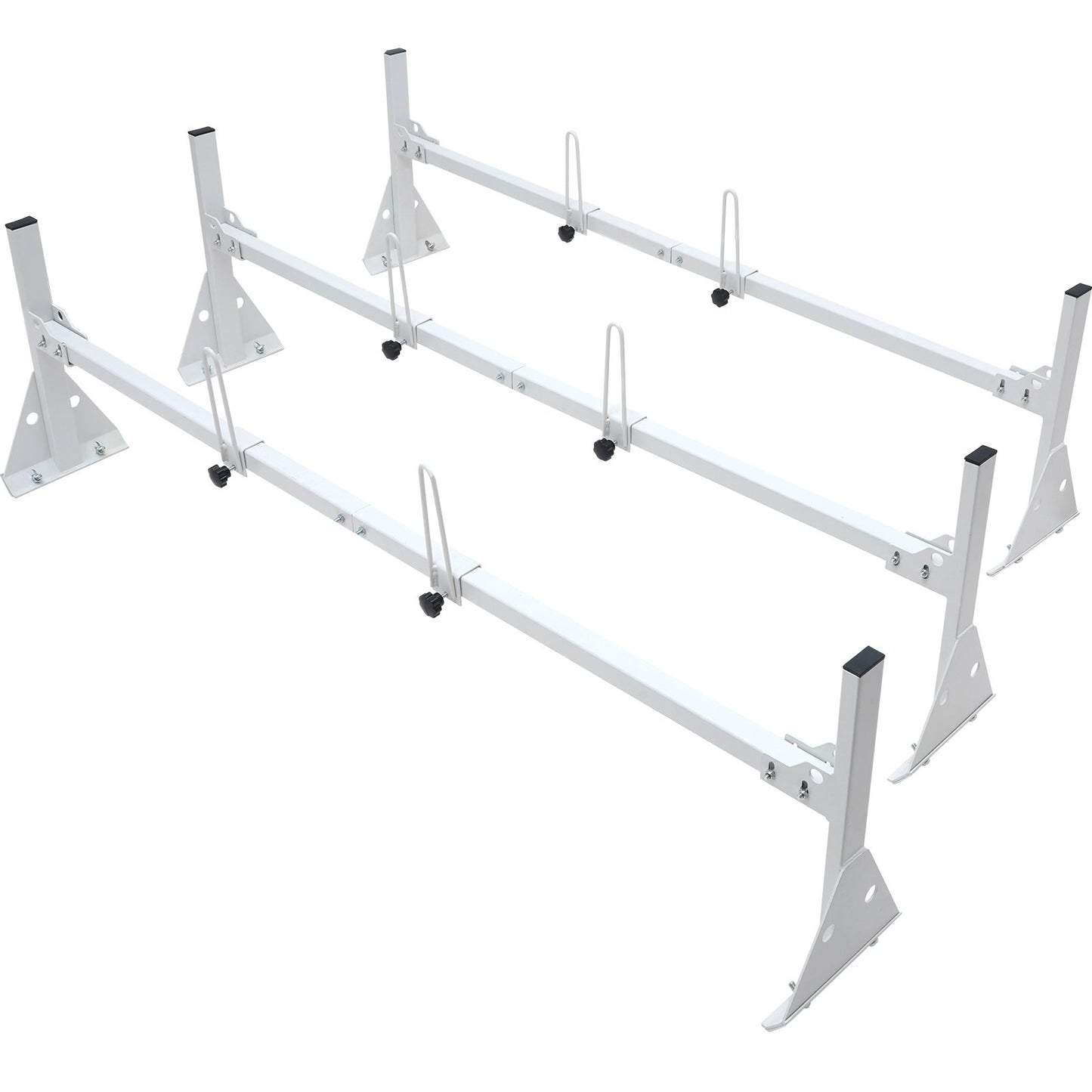 Van Roof Ladder Rack, 3 Bar Alloy Steel Ladder Racks with Ladder Stoppers, 340 kg Capacity, Adjustable Roof Racks for Full-size Vans with Rain Gutters, Compatible with Chevrolet Express, etc