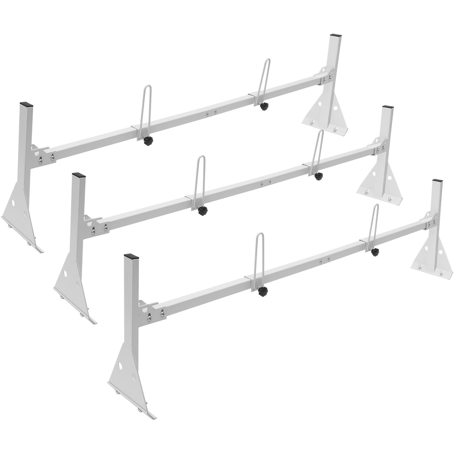 Van Roof Ladder Rack, 3 Bar Alloy Steel Ladder Racks with Ladder Stoppers, 340 kg Capacity, Adjustable Roof Racks for Full-size Vans with Rain Gutters, Compatible with Chevrolet Express, etc