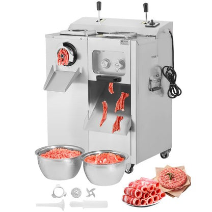 Meat Grinder, 14 Lbs/Min Electric Meat Grinder, Slicer, Sausage Stuffer with Blade, Grinding Plate, Sausage Maker, Stainless Steel Meat Mincer Cabinet for Slice Shred Dice, Restaurant Butcher
