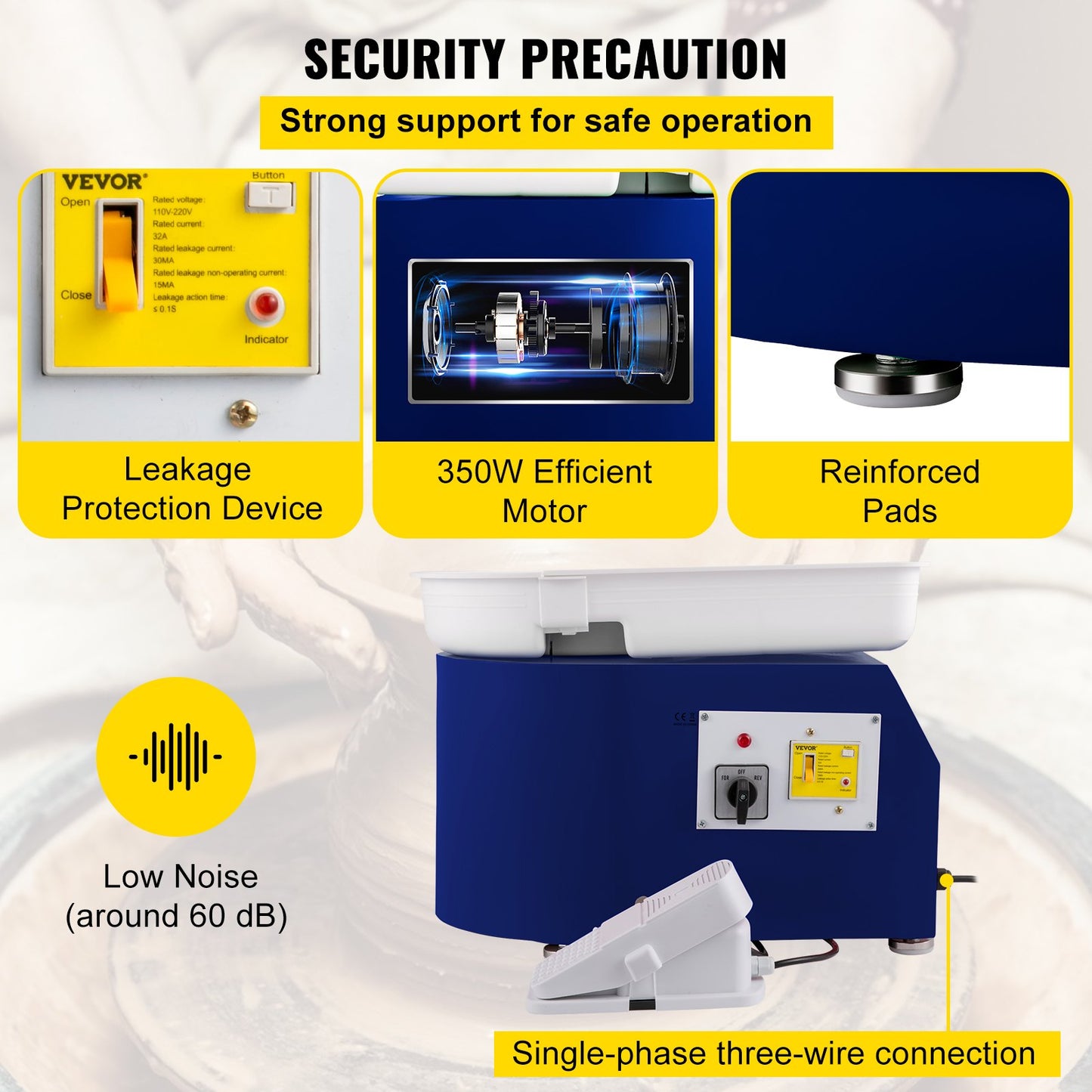 Pottery Wheel 27.9 cm 0-300 RPM Ceramic Wheel, 350W Adjustable Speed Forming Machine with Sculpting Tools and Apron, Detachable Basin Foot Pedal Control for Art Craft Work and Home DIY Blue