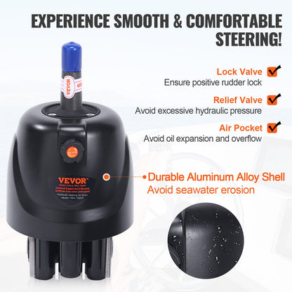 Hydraulisches Außenbord-Lenksystem, 150 PS, Marineboot-Hydrauliklenksystem, mit Steuerpumpe, Zweiwege-Sperrzylinder und 26 Fuß Hydraulik-Lenkschlauch, für einmotorige Boote mit Einzelsteuerstand