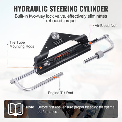 Hydraulisches Außenbord-Lenksystem, 150 PS, Marineboot-Hydrauliklenksystem, mit Steuerpumpe, Zweiwege-Sperrzylinder und 26 Fuß Hydraulik-Lenkschlauch, für einmotorige Boote mit Einzelsteuerstand
