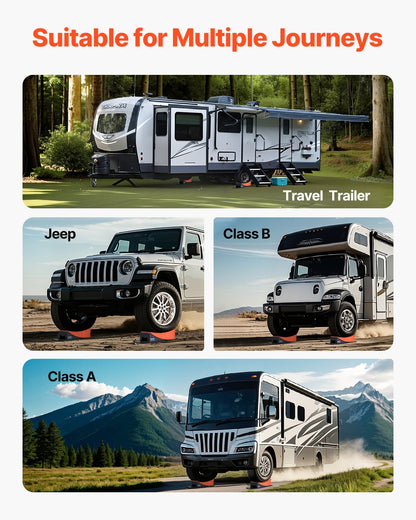 Camper Levelers, 2 Pcs RV Leveling Blocks, up to 8818.5lbs Camper Wheel Chocks, Max. 4" Leveling Height Heavy Duty Curved Levelers, RV Camper Leveler Kit with Anti-Slip Mat Carrying Bag Level