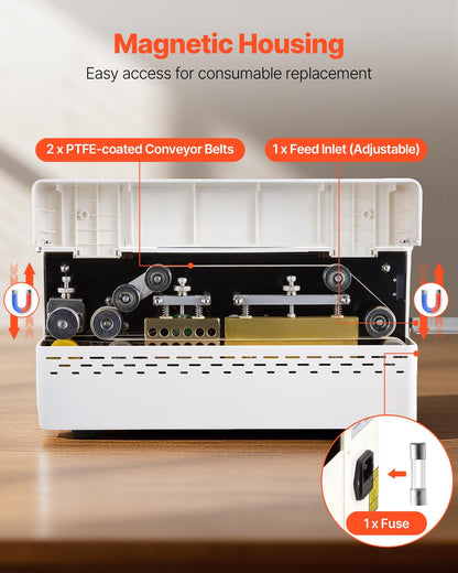 Continuous Sealing Machine, 8-12 mm Seal Width, Automatic Continuous Band Sealer with Digital Temperature Control, Automatic Shutdown, Heat Sealing Machine for 0.06-0.2 mm Plastic Bags