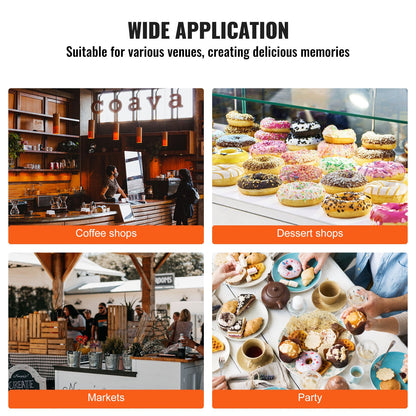 Electric Donut Maker, 2000W Commercial Doughnut Machine with Non-stick Surface, 9 Holes Double-Sided Heating Waffle Machine Makes 9 Doughnuts, Temperature 50-300℃, for Restaurant and Home Use