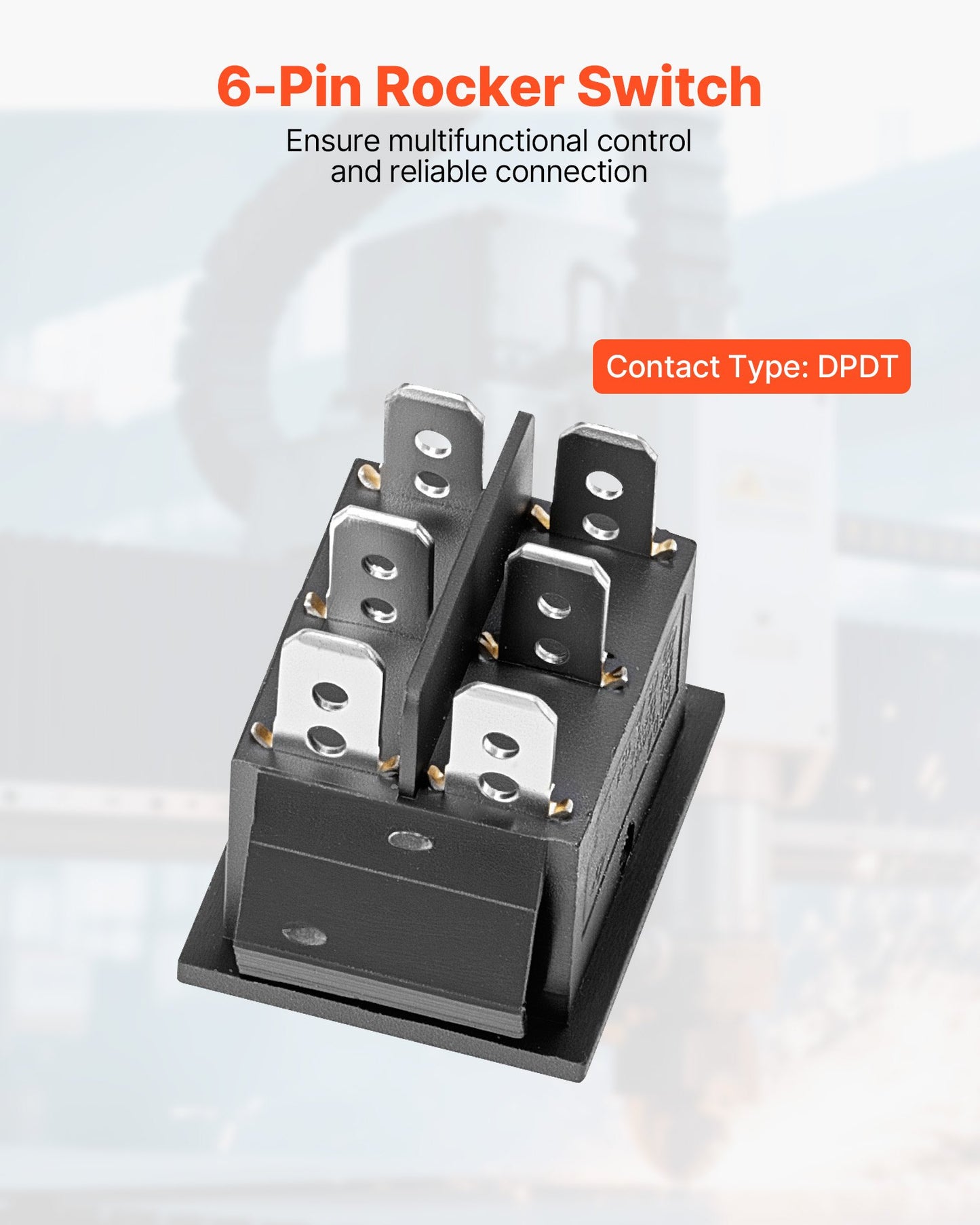 Rocker Switch, 6 Pin Momentary DPDT Rocker Switch, 3-Position (ON)-Off-(ON) Polarity Reversing Switch AC 250V/16A 125V/ 20A for Auto Car Boat Household Appliances