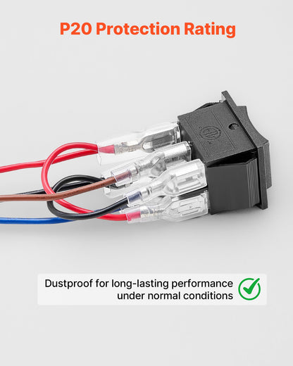 Rocker Switch, 6 Pin Momentary DPDT Rocker Switch, 3-Position (ON)-Off-(ON) Polarity Reversing Switch AC 250V/16A 125V/ 20A for Auto Car Boat Household Appliances