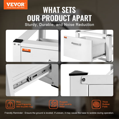 Laundry Pedestal 686mmW x 366mmH, Washer And Dryer Base Stand Platform Universal Fit 299kg Capacity, Heavy Duty Multi-Functional Base for Washing Machine with Drawer & Rich Accessories