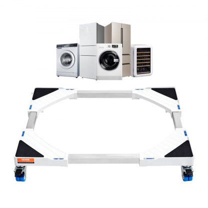 Mini Fridge Stand Universal Laundry Pedestal, Adjustable Refrigerator Stand with Smooth Casters, Washing Machine Pedestal Multi-Functional Base for Washer And Dryer, 381-615mm Wide Expandable