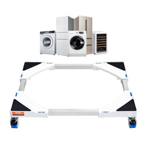 Mini Fridge Stand Universal Laundry Pedestal, Adjustable Refrigerator Stand with Smooth Casters, Washing Machine Pedestal Multi-Functional Base for Washer And Dryer, 381-615mm Wide Expandable